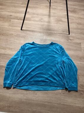 Y2K Juicy Couture Velour Monogram Crewneck Sweatshirt Blue Women's Large